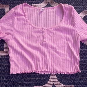 Pink button crop top